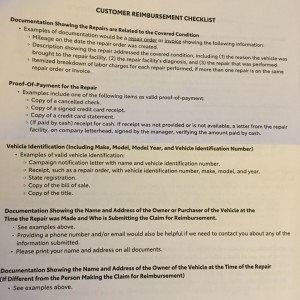 Reimbursement Checklist