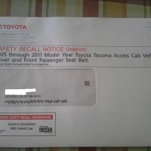 2005-2011 Tacoma Recall