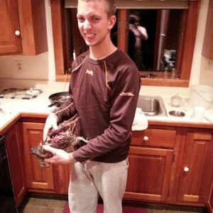 Cousins bow killed grouse. Dinner is served.