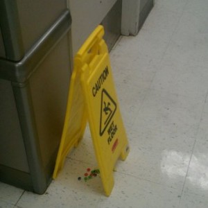 Don't worry about cleaning the M&M's, just put a sign over th