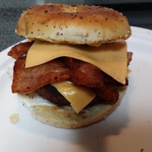 bacon bagel burger