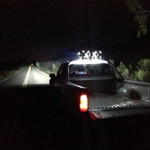 3 7" HID's, no headlights or other lights, not aimed. Not bad