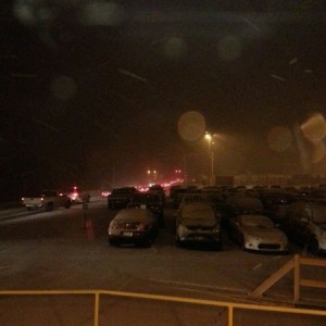 Snow starting near kutztown. Stuck at work to watch it fall. I wana go driv