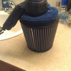 Quickest way to dry my aFe filter. My g/f hates me for it :D