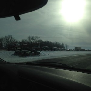 Car crash on i35 in MN. Head on.