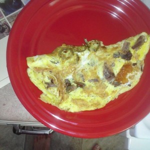 Omlete from left overs from the not so sweet sugar bowl (pig left overs not
