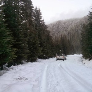 Breaking trail above Baker Lake