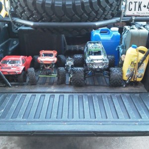 Loaded up for wheeling this weekend. Taking 4 rc trucks and a quadcopter