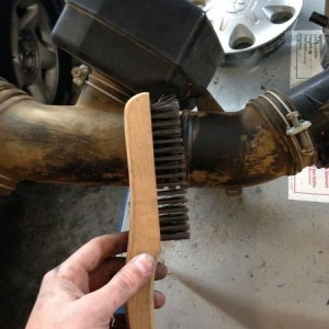 Dirt baked on your intake tube? Wire brush it.