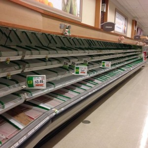 Out local grocery store. Without power since 5am this morning. Meatless :(