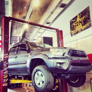 At the shop getting lift and new shoes installed