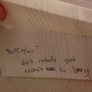 Folded up our lease renewal into a paper airplane and threw it into the lan