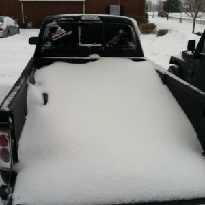 Bed full of snow