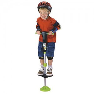 dueche on pogo stick