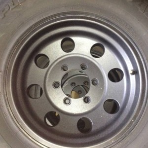 Painted wheels with bed liner
