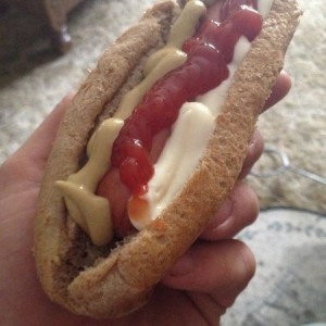 For you Cam. Mayonnaise on a hotdog.