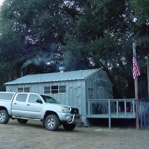 Taco at hunting cabin