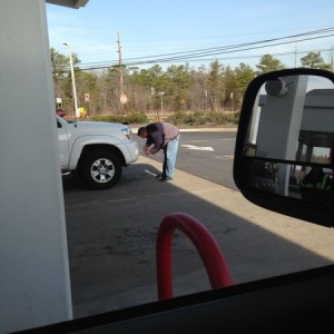Fixing rock chips at wawa. Lol hardcore