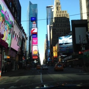 Time square at 8:00 am
