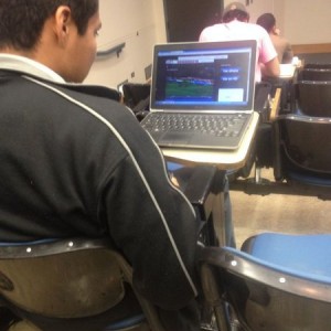 Sitting in class and these guys decide to watch fucking soccer in front of 