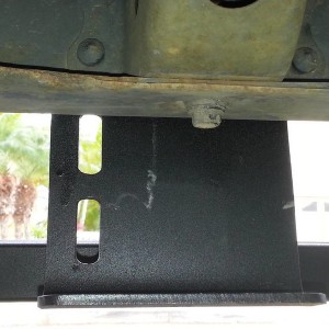 3rd leg from front.  Notice the bottom bolt. Will not line up with slider h