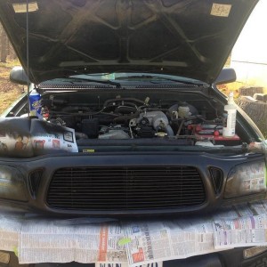 First full layer of plasti dip on grille