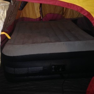 Cadillac of air mattresses. Built in pillow and double high.