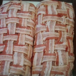 Bacon weaved Pork loins headed to the smoker...