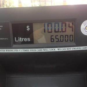 17 US gallons Corrected for currency exchange , is $5.35 USD / US gallon