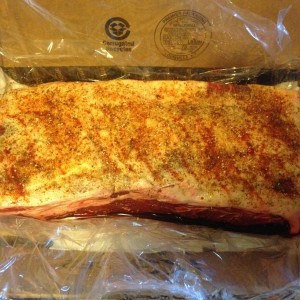 Prepping my New York strip steak.