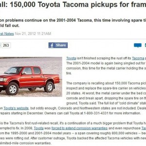 My 2000 Tacoma's BUYBACK due to frame recall