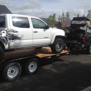 Truck on trailer