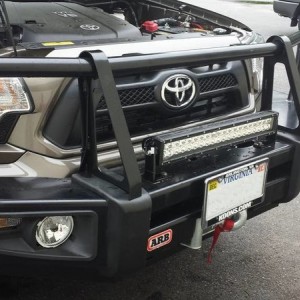 ARB Bar with Warn M8000 winch and Engo 20" LED