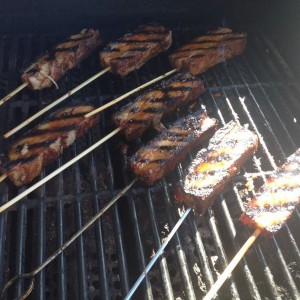 Part of last nights dinner... BBQ'd pork belly skewers.