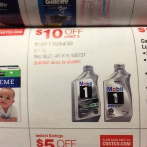 6 qts of Mobil 1 on sale at Costco for $28.