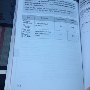 For anyone wondering about dealers turning off seatbelt chime, pg 518 in ow
