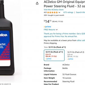 AC Delco Power Steering Fluid