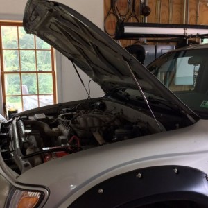 Redline hood struts installed