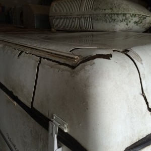 Cracked Coleman camper roof coming off today