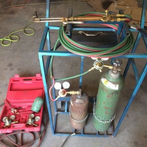 Got my free oxy acetylene torch set up and cutting.