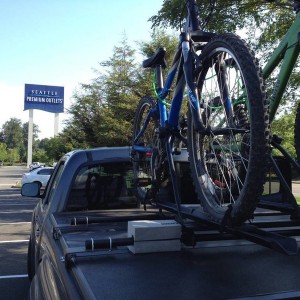 Home made bike rack over tonneau cover