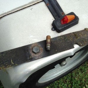 Snapped the bolt and welded the head to the blade.