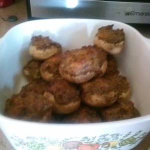 Bacon cheeseburger stuffed mushrooms.