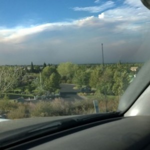 Wall of smoke coming over the Sierras yesterday
