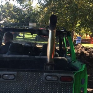 Rebar holding this gay stack in the back of his jeep.