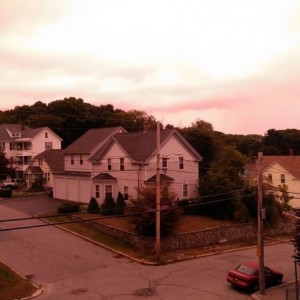I like when the sun is setting and the sky is amber.