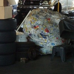 Enormous ball of tire stickers at my wheel shop.