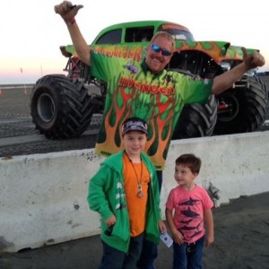 Monster truck on the beach.