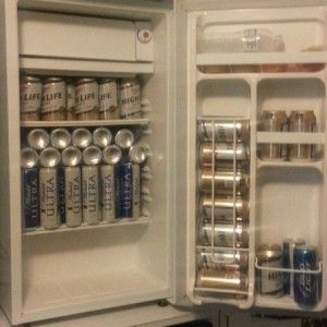 3 cases in a mini fridge