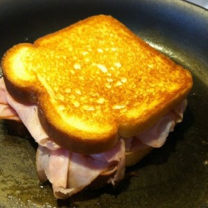 Grilled ham and cheese Sammy and soup kind of day.